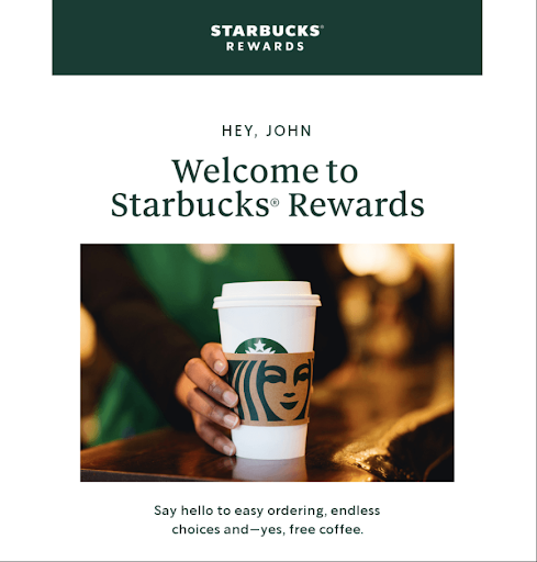 Starbucks welcome email 