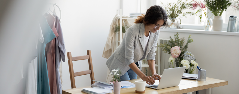 Business woman working at desk