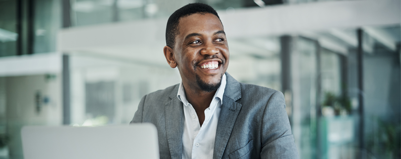 Businessman working on drafting a webinar email