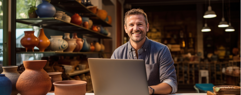What's a newsletter Blog header business owner working on an newsletter