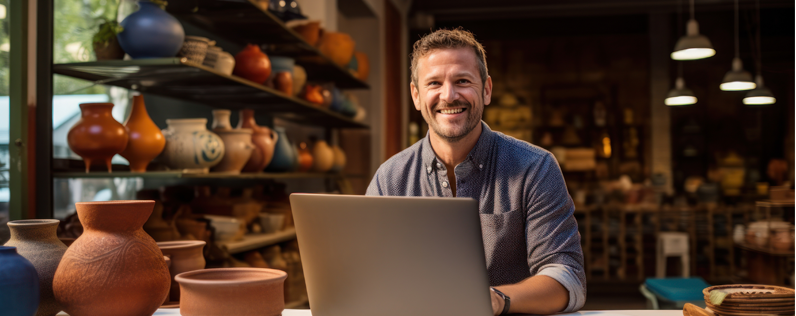 business owner working on an newsletter