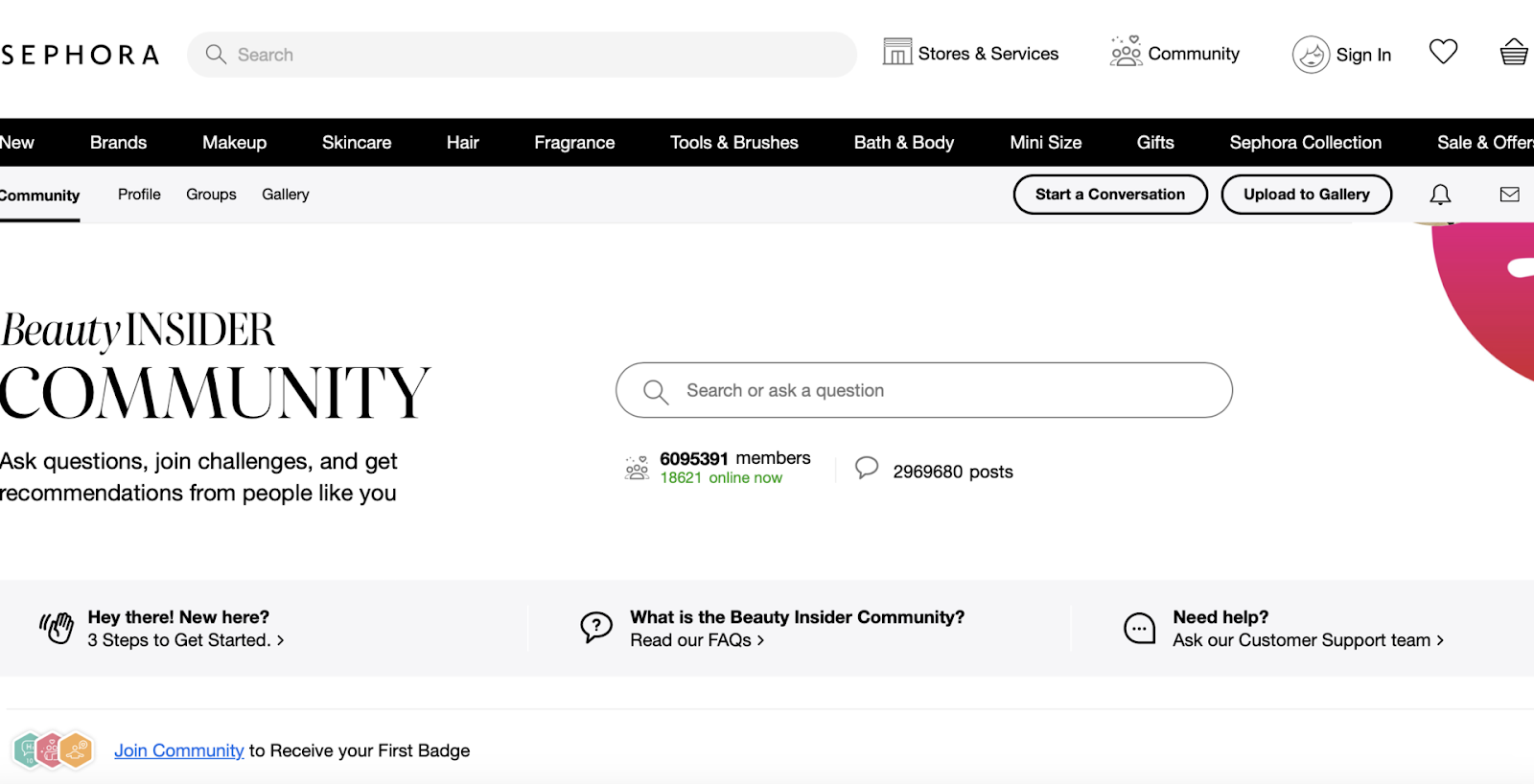 Sephora's website includes the Beauty Insider community as a part of the user-generated blog. 