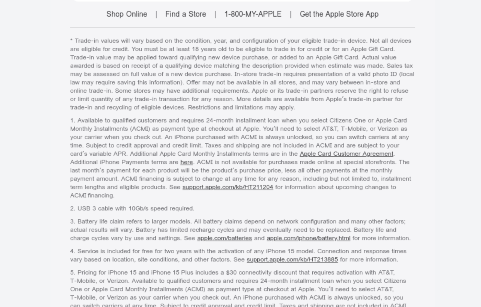 Email footer example from Apple