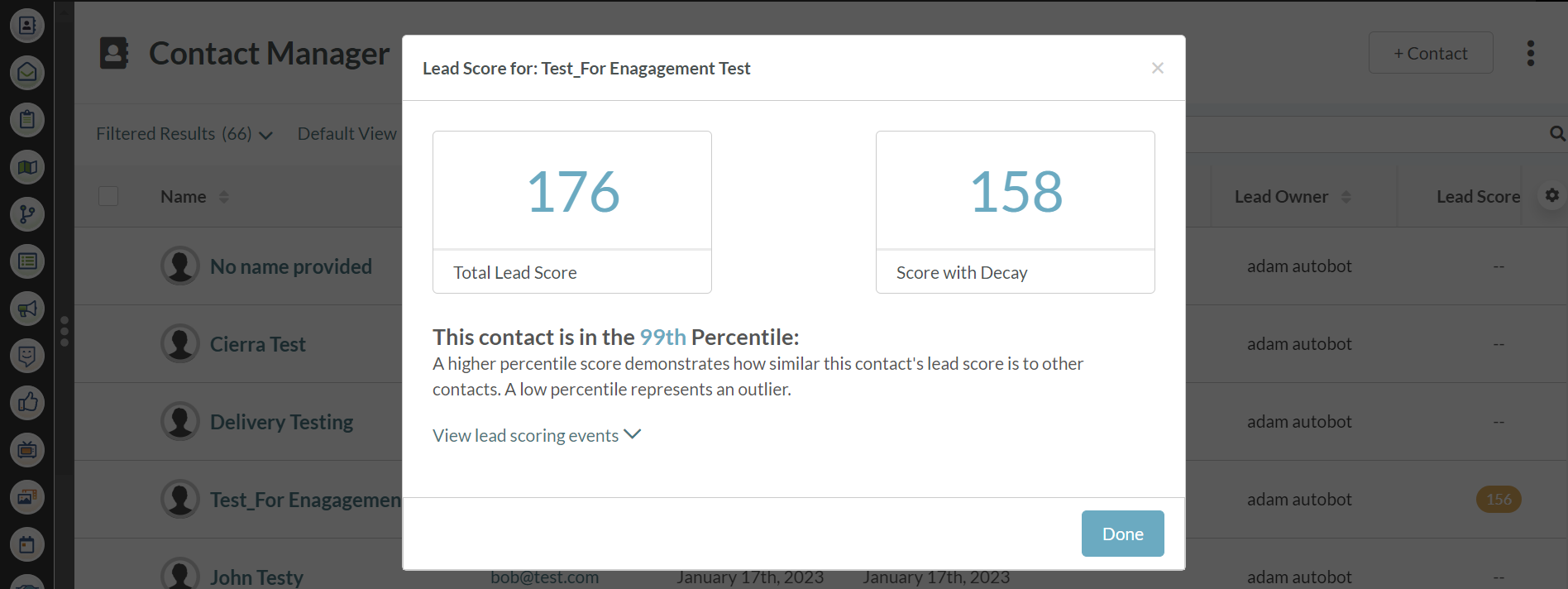 Constant Contact lead scoring