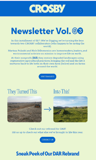 Crosby's email newsletter sample
