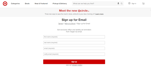 Target email opt in