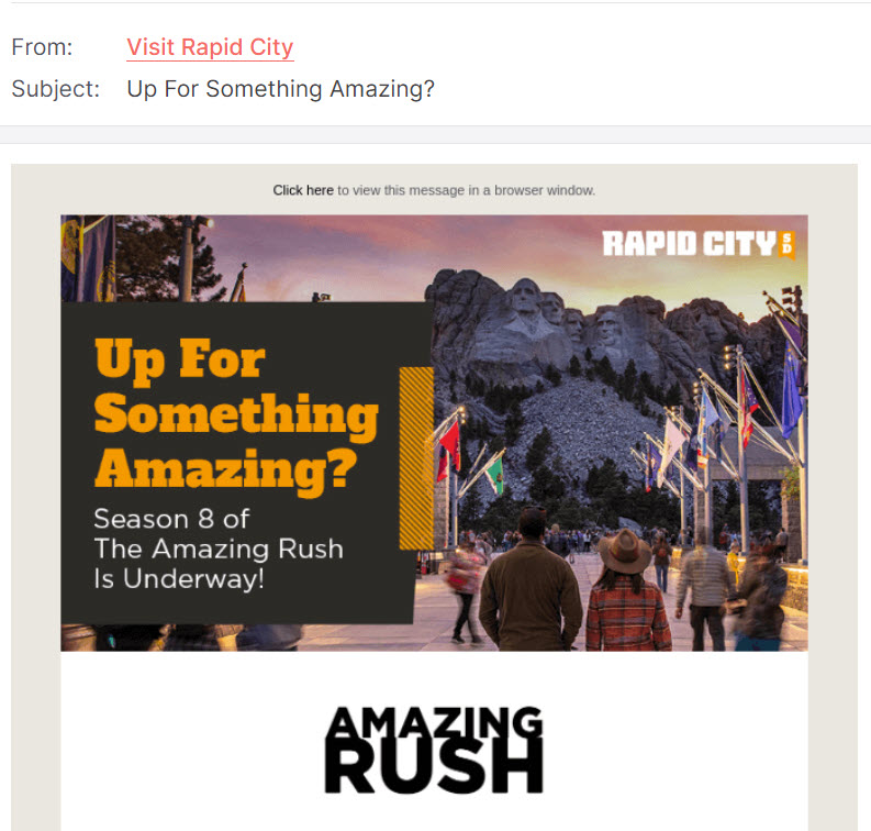 Visit Rapid City email sample