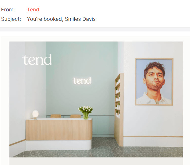 Tend appointment email sample