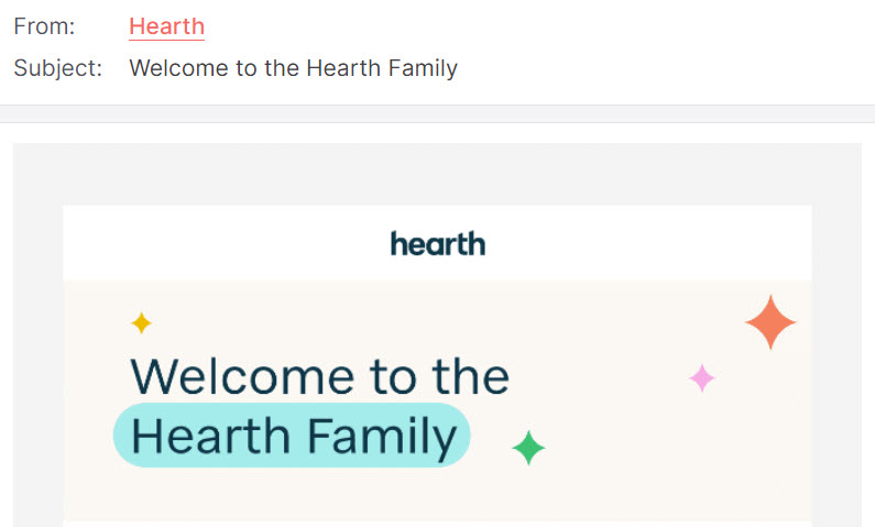 Heart welcome email sample