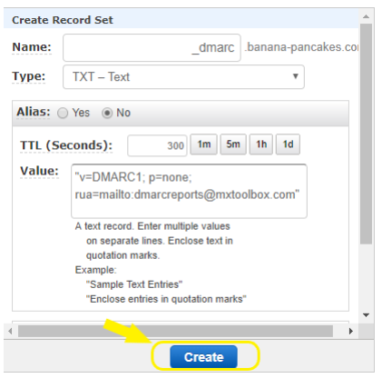 DMARC record example from MXToolbox