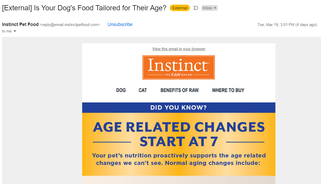 Example follow-up email from Instinct