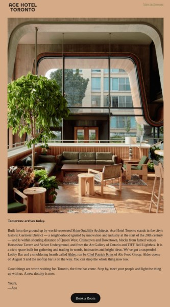 Ace Hotel Toronto newsletter