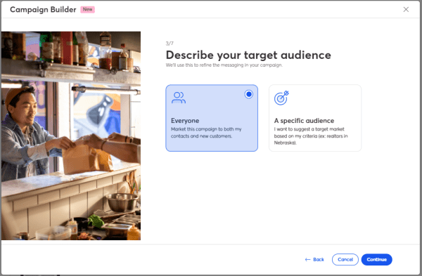 Describe your target audience view in Campaign Builder