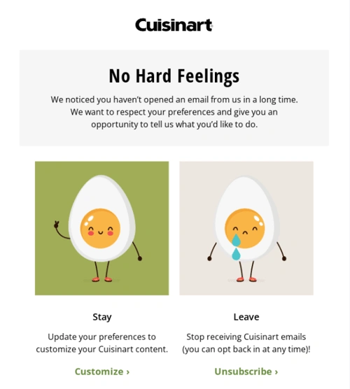 Cuisinart subscriber preferences and unsubscribe email