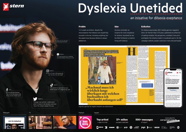 Earned media example from nonprofit "This is for the injury" campaign for Dyslexia