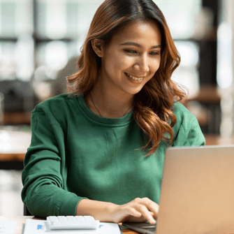 Female marketer on laptop