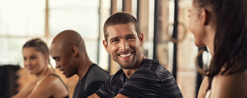 Fitness Email Marketing Blog header Fitness class people on floor