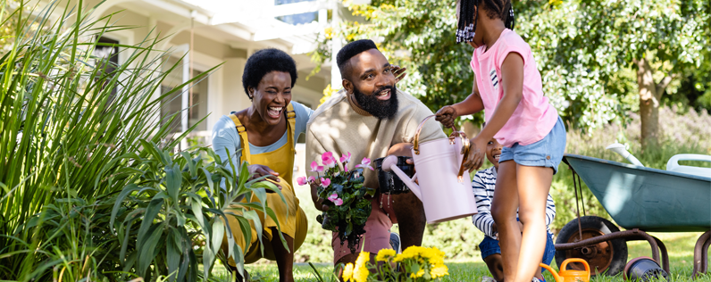 African American family in garden