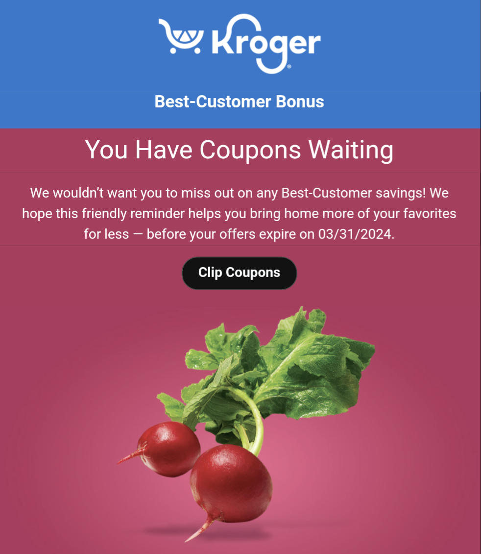 Kroger reminder email
