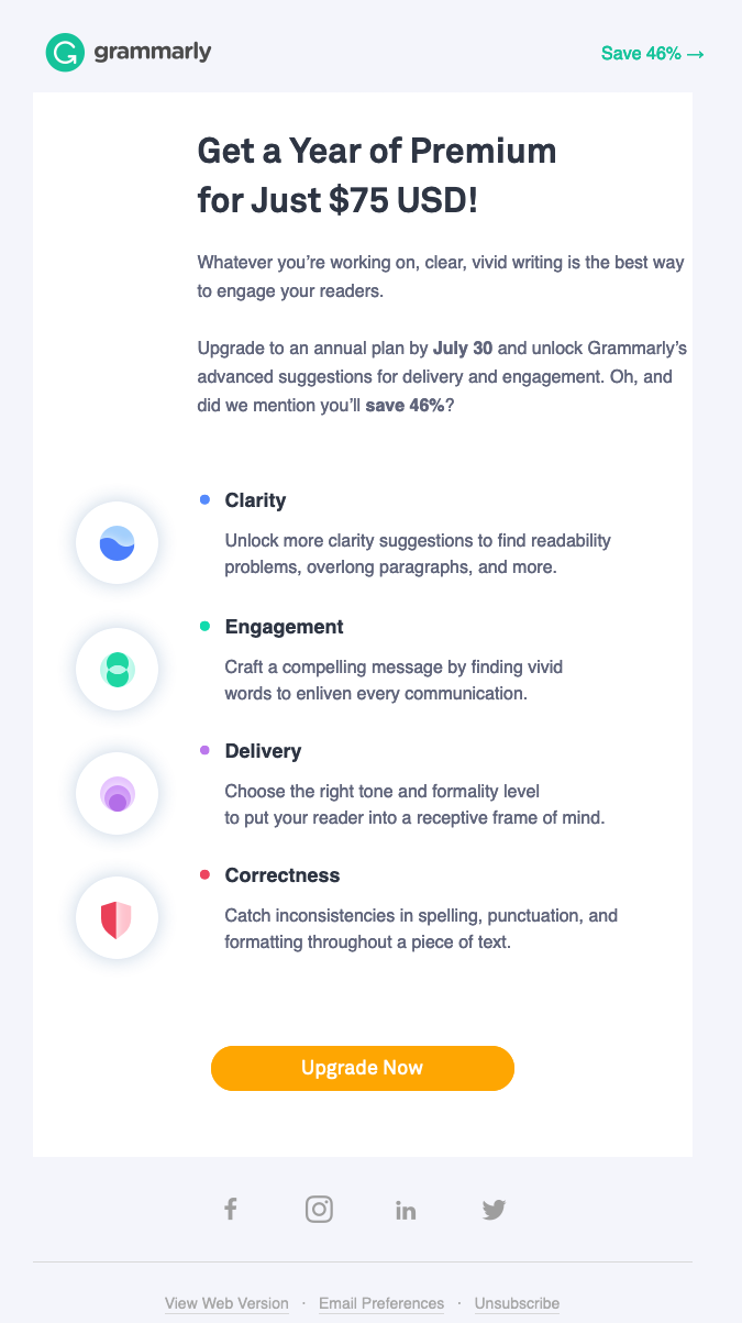 Grammarly upgrade to premium email.