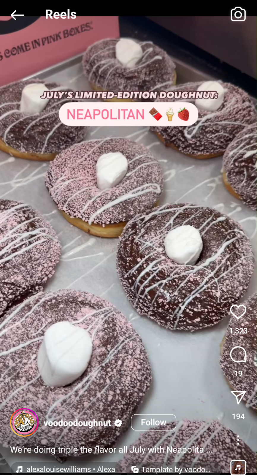 VooDoo Doughnut's Instagram reel