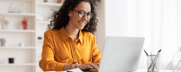Business owner working on laptop