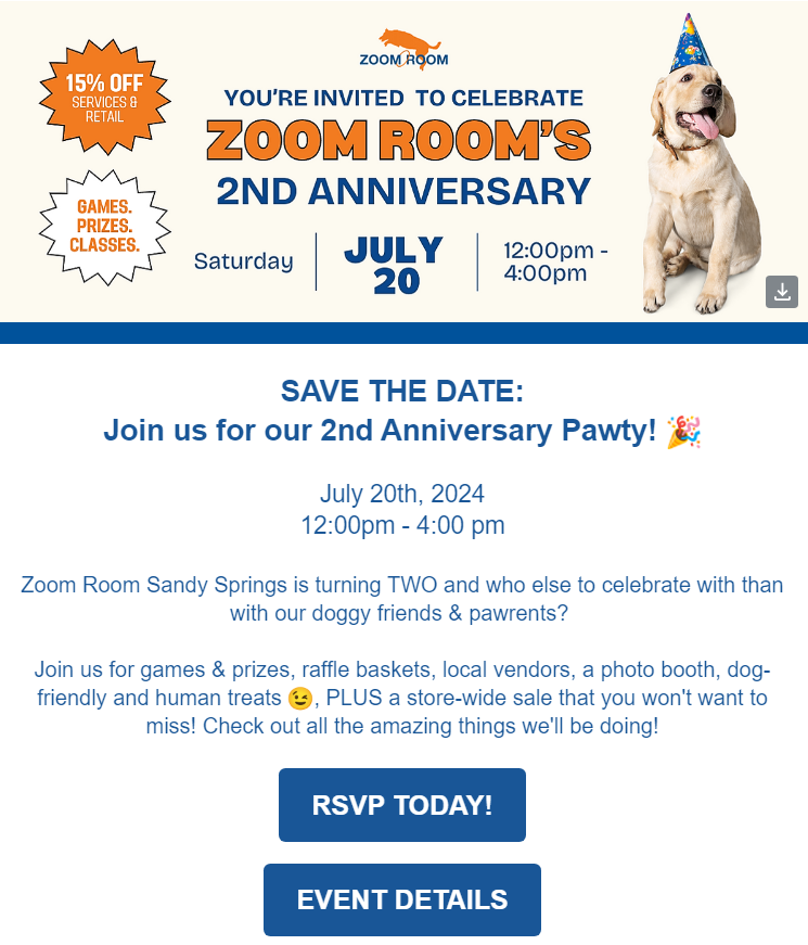 Automated event email from Zoom Room