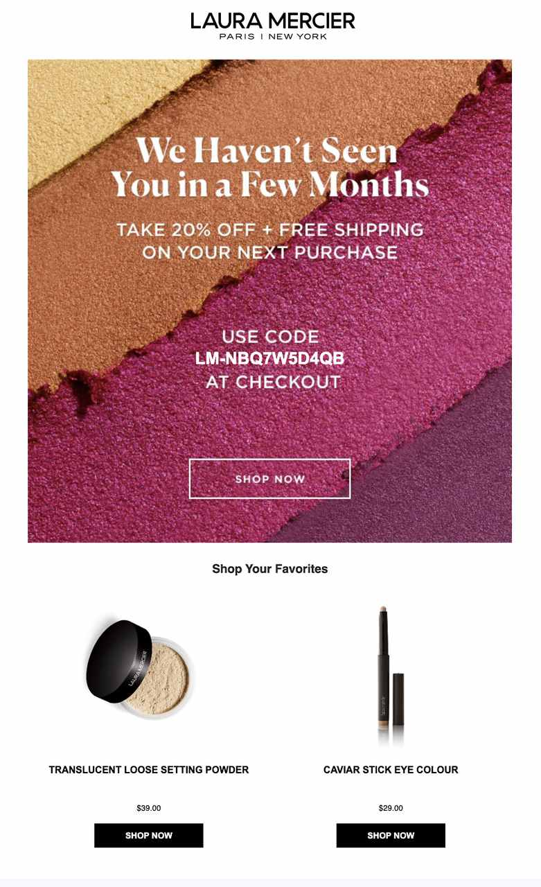 Laura Mercier reengagement email sample