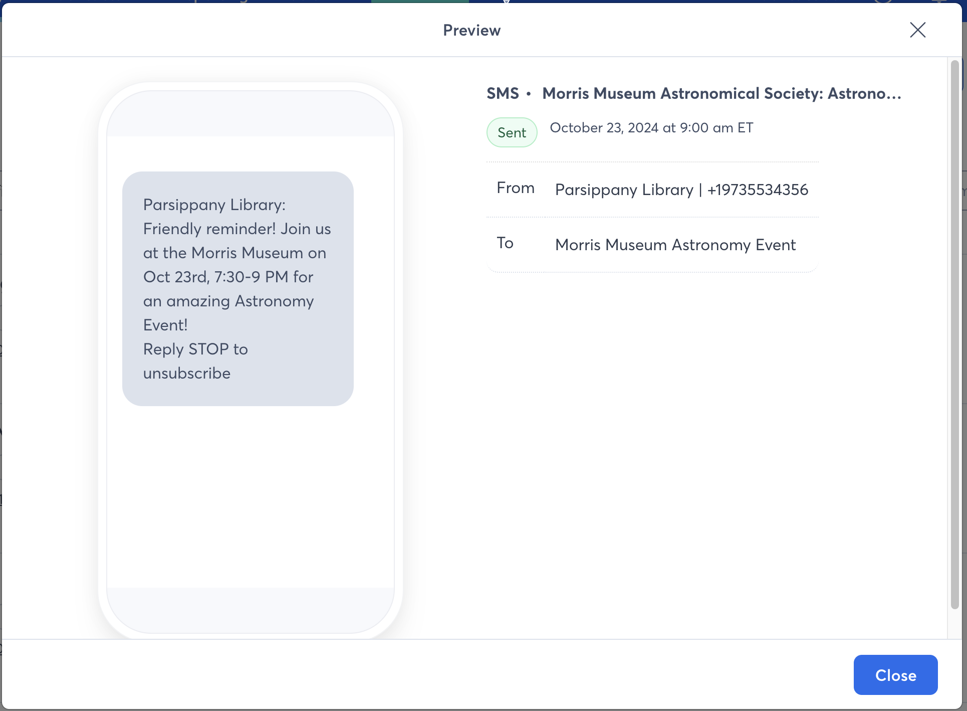 The library reaches people who sign up for events and other activities using SMS marketing to send text reminders.