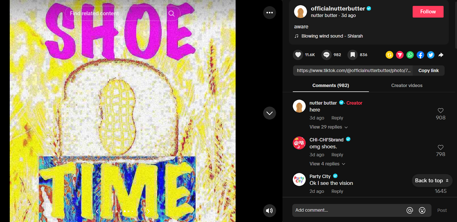 This social media campaign example from Nutter Butter showcases the strange humor they use to entertain and attract followers