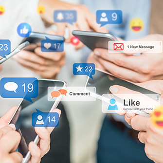 Audience engaging with social media