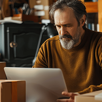 Male small business owner on laptop