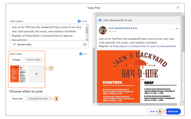 Use Constant Contact's online social media calendar to schedule and track your social posts.