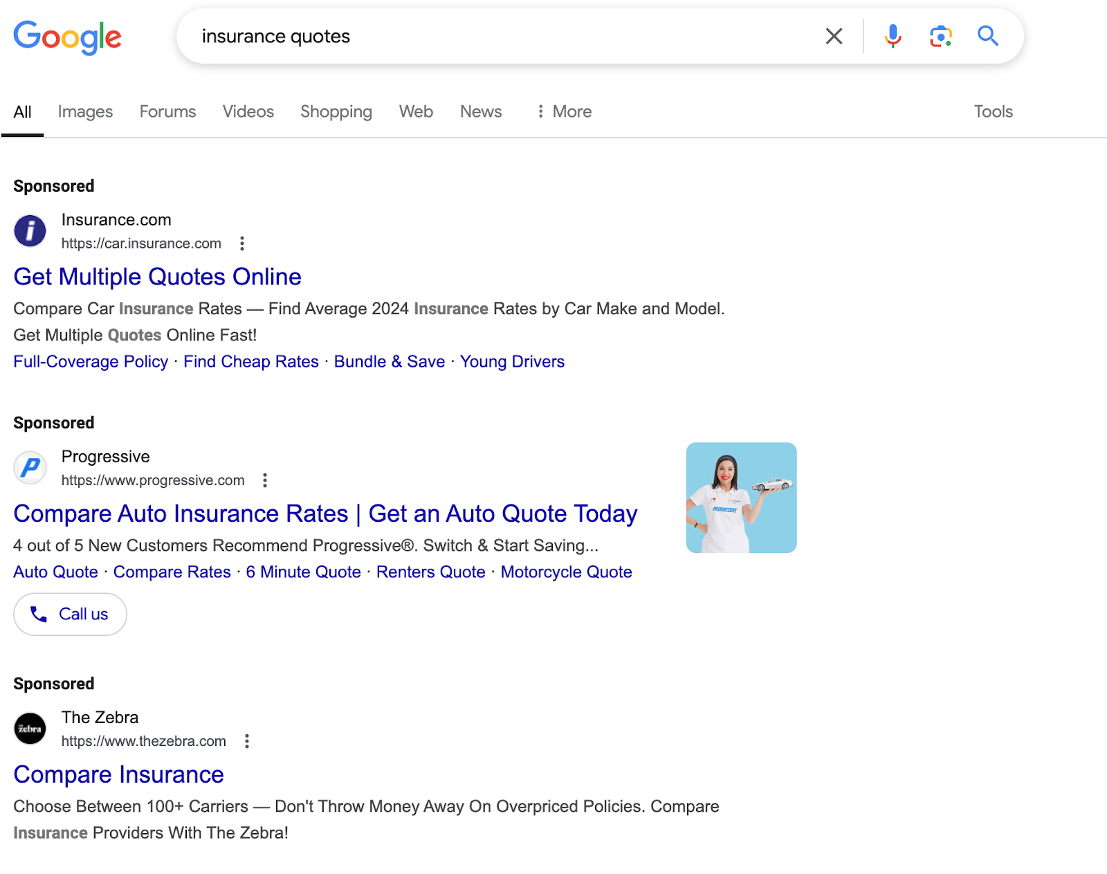 Look to the Google SERP to learn how to promote content. Here you see insurance quotes, top portion of search results is sponsored ads