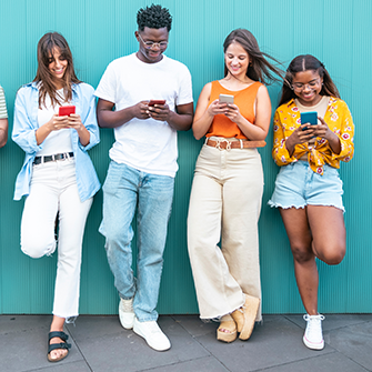 Generation z members holding phones