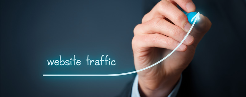 Canada Web Traffic Header Man drawing an upward arrow with the words "website traffic"