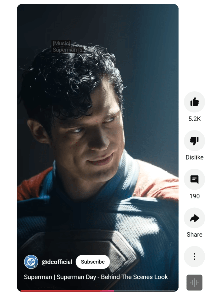 Still from a YouTube short showcasing actors filming Superman in honor of Superman Day.