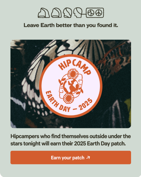 Email advertising Hipcamp's Earth Day badge.