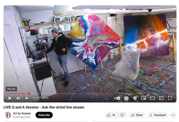 Still from a Q and A livestream by artist Swarez.