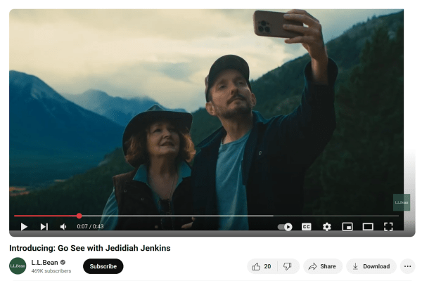 Still from L.L.Bean's Go See campaign featuring Jedidiah Jenkins.