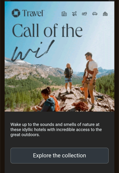 A Chase marketing email that utilizes a creative hover animation over a nature photo.