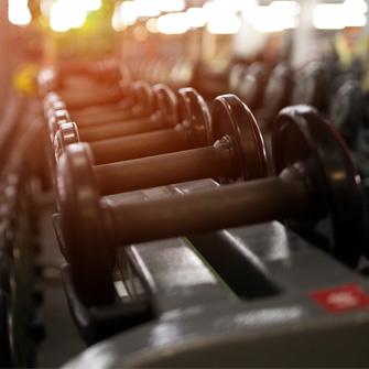 A header image showing a rack of free weights
