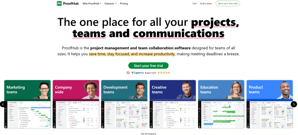 ProofHub brings project planning and team communication together in one place. 