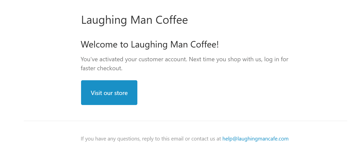 The Laughing Man Coffe Co's double opt-in email