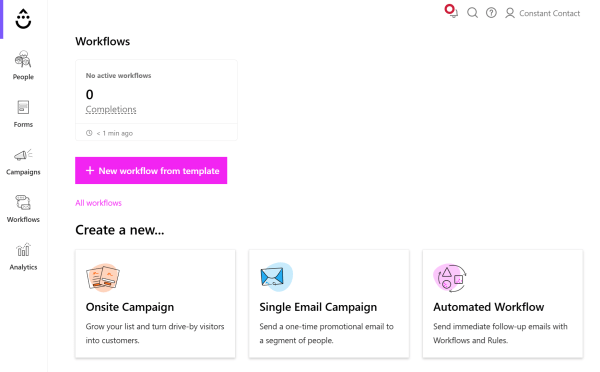 Drip&rsquo;s automation dashboard lets users create onsite campaigns, one-time emails, and behavior-based workflows from a centralized workspace.