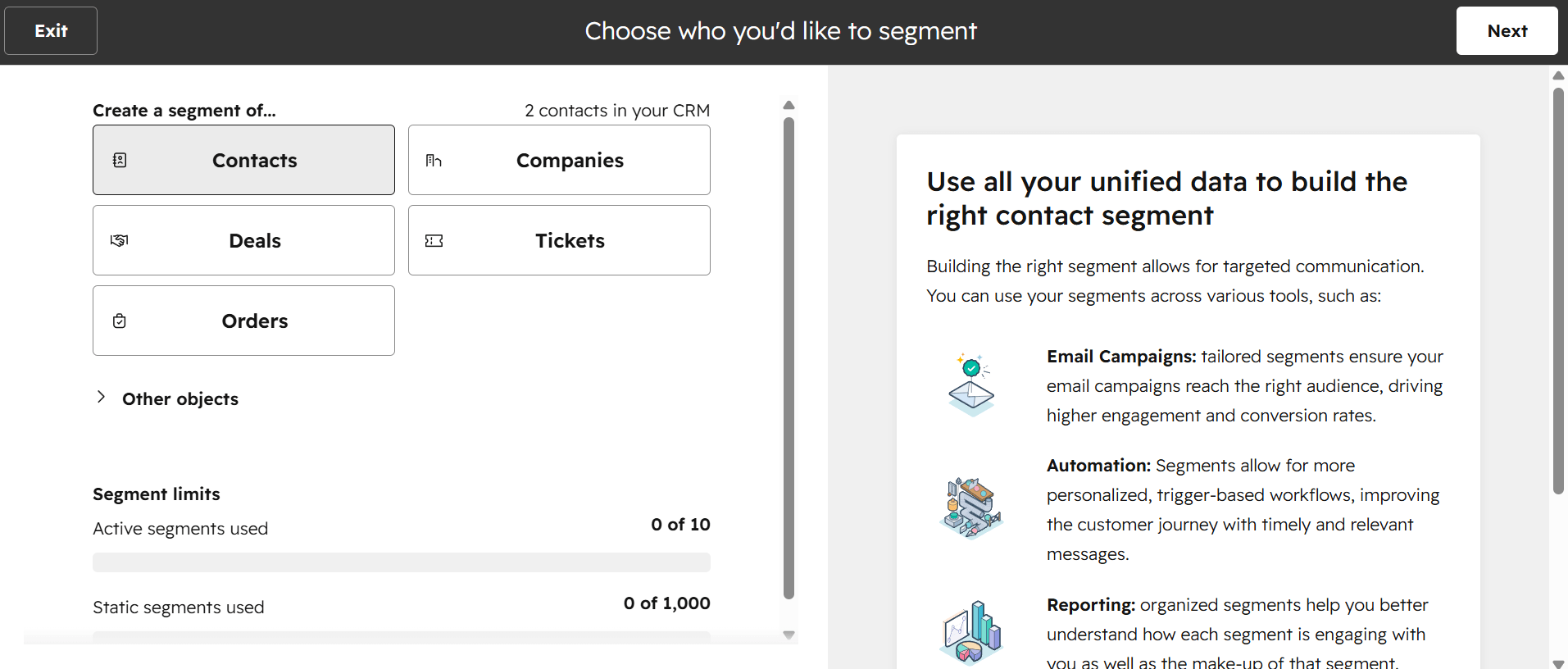This is an image of HubSpot&rsquo;s segment builder