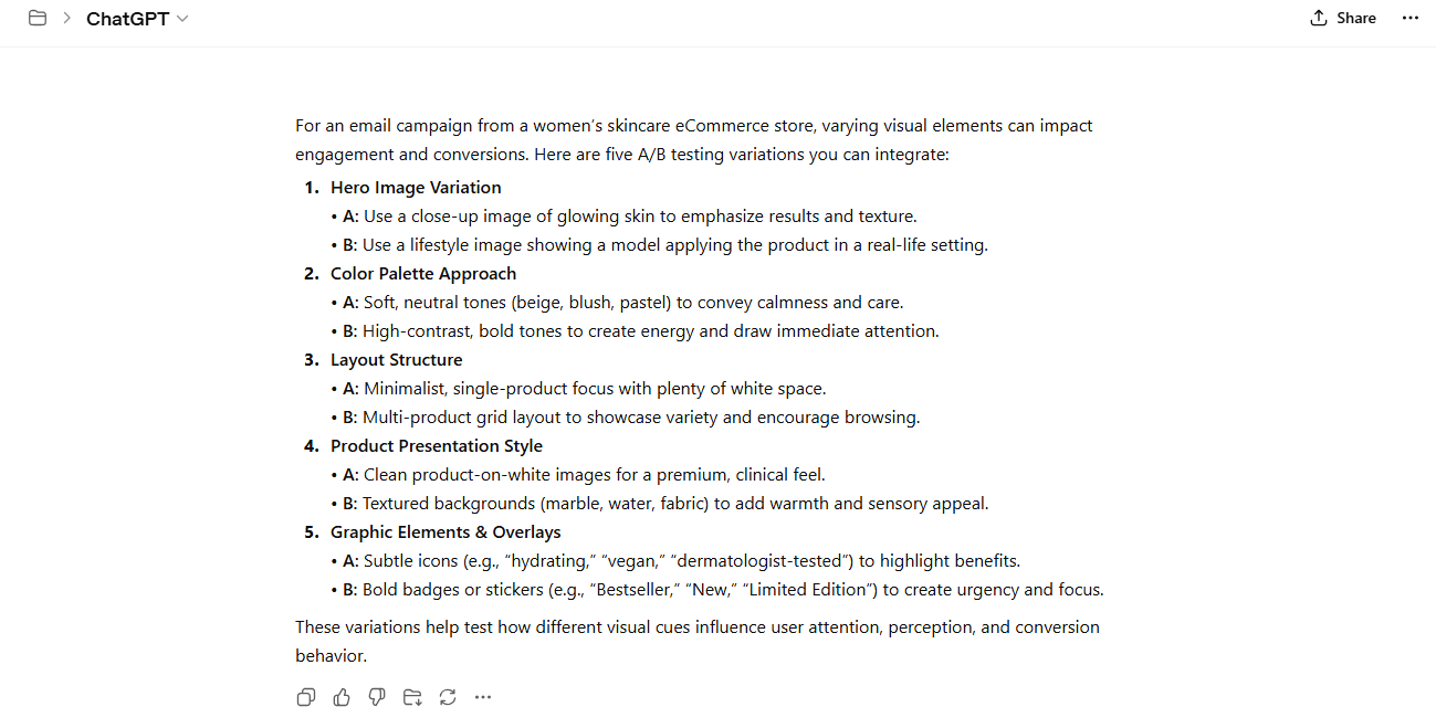 AI-generated visual content variations to test to boost email performance.