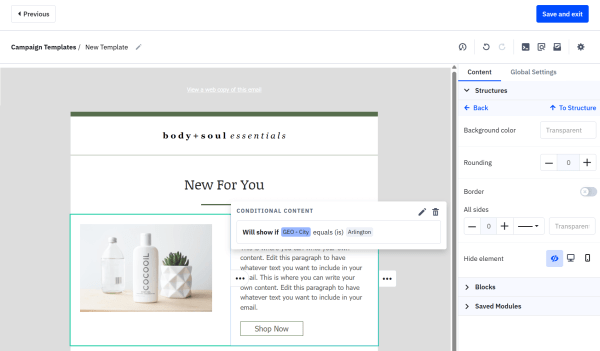 ActiveCampaign&rsquo;s conditional content lets you show different email content based on contact details or segment criteria, all within the same campaign. 