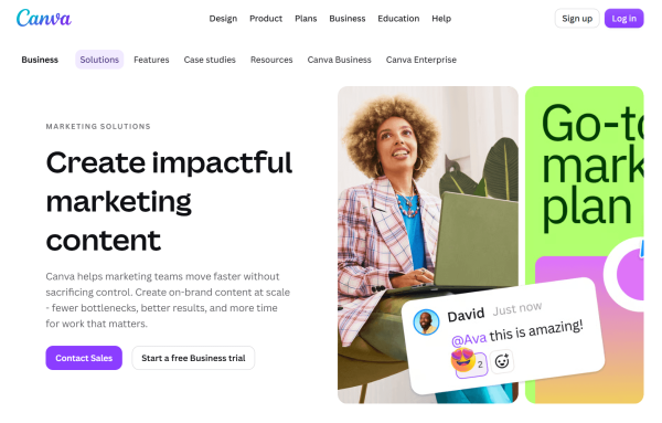 Canva enables marketing teams to create and collaborate on branded content. 