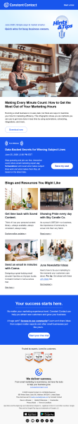 Constant Contact&rsquo;s Hints & Tips newsletter combines practical marketing advice with useful resources, webinars, and product updates. 
